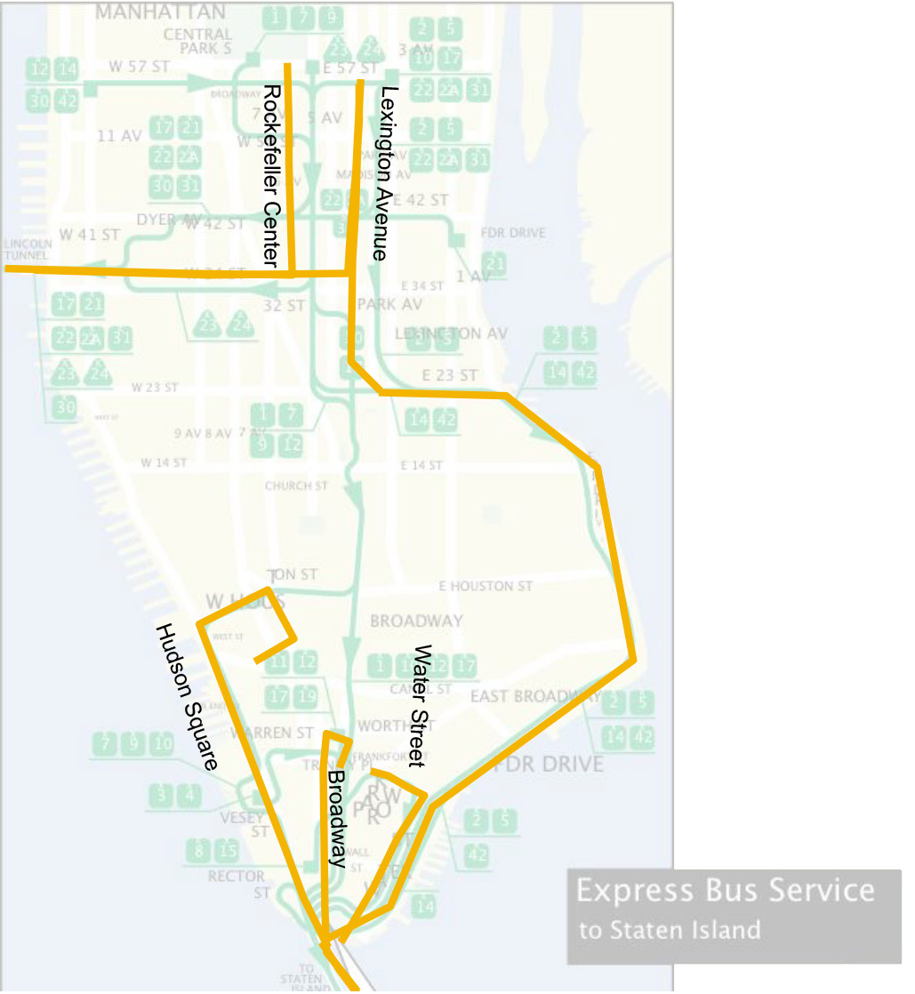 Simplified bus routes for Manhattan