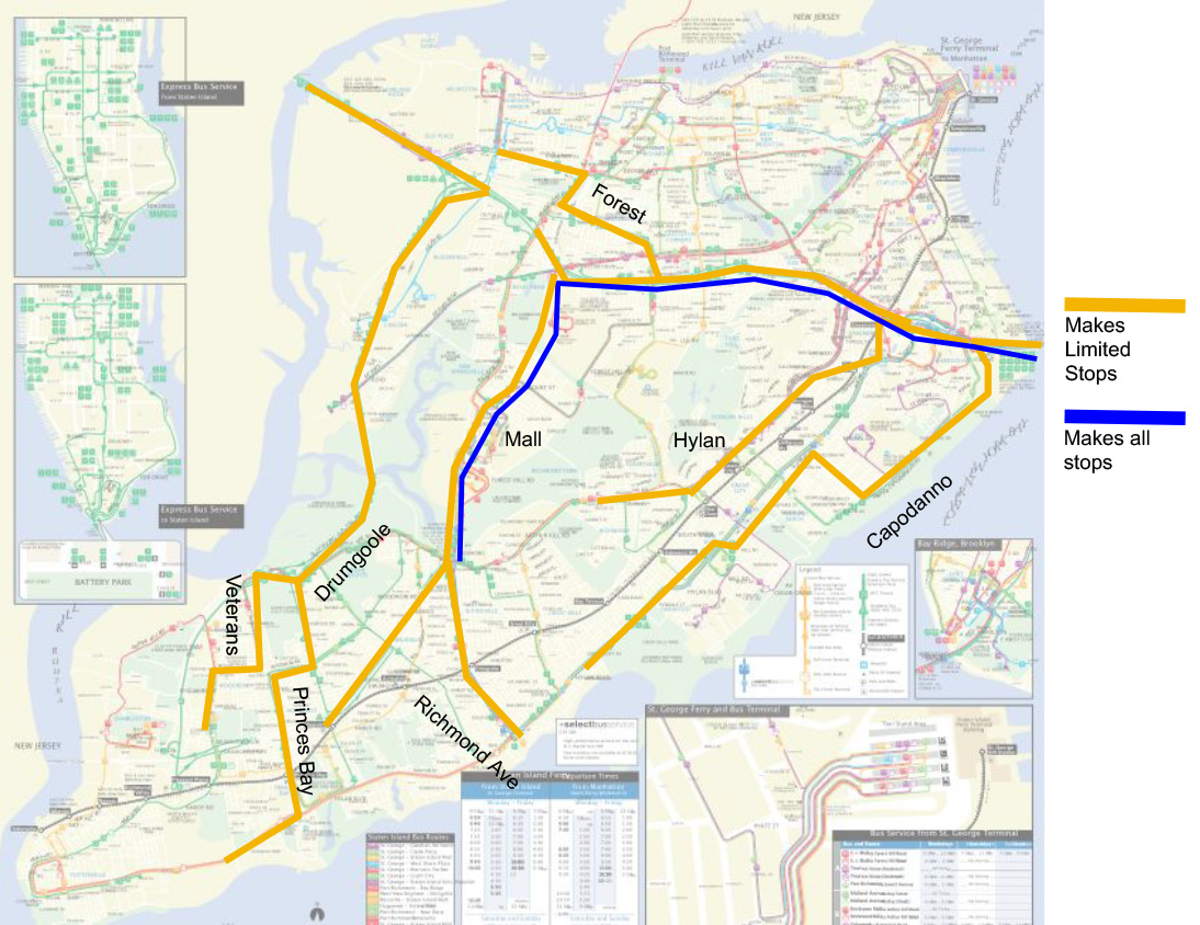 Simplified bus routes for Staten Island
