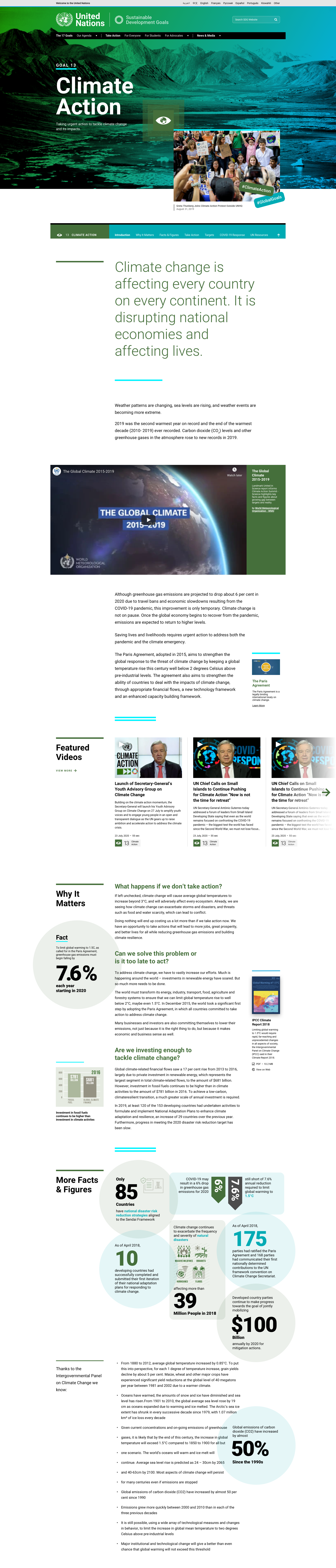 Climate Action section page layout
