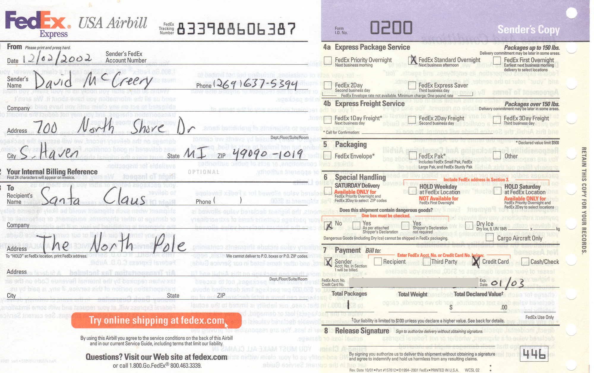 FedEx airbill