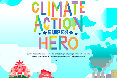 Screen capture of the Climate Action Super Hero homepage