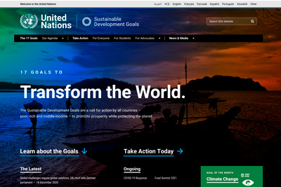 Mockup of the UN Sustainable Development website