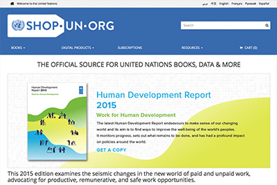 Screen capture of the United Nation's e-commerce website